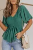 green Puff Sleeve Smocked Top 2023 Hot New 2023 Hot New J8Dg#