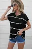 Black Tie-Dye Print Short Sleeve T-shirt met Pocket H6VQ#