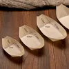 プレート50pcs寿司shushi木製ボート天然竹処分カヤックサラダデザートパインケーキスナックボウルマットプレートトレイ