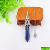 Charms Natural Stone Pendum Zhexagonaal prisma -vormige hanglinkketen voor Divination Crystal Jewelry Charm Amet Healing Drop Dhgarden Dhnx6