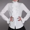Bluzki damskie koszule moda wiktoriańskie kobiety biuro damskie biała koszula wysoka szyja pliskie mankiety mankiety żeńskie 230517