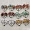 Charms Natural Chip Stone Tree of Life Crystal Agate Beads Heart Pendant Handgjorda trådfärg inslagna 30 mm för smycken Markin Dhgarden Dhi5a