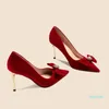 Elbise Ayakkabı Kırmızı Düğün İncileri Gelin Kadın Yüksek Topuklu Stiletto Pompalar Kadın