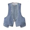 Women's Vests Spring And Summer 2023 Beaded Sleeveless Jacket Vest Cowgirl One Button Plus Size All-match Slim Jeans