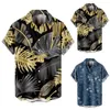 Men's Casual Shirts Mens Fashion And Leisure 3D Digital Printing Buckle Lapel Short Sleeve Shirt Top Party Print Camisa Streetwear