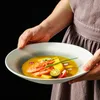 Bowls Japanese Fruit Dessert Salad 9-inch Ceramic Ramen Noodele Bowl Retro Tableware Hat Home Restaurant Soup Plate