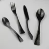 Set di stoviglie JANKNG 4 pezzi / lotto Set di posate per lucidatura in acciaio inossidabile nero Stoviglie da cucina Forchetta Coltello da bistecca Cucchiaino da tè Set da tavola 230518