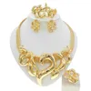 Necklace Earrings Set Fashion Jewelry Italian Gold Plated Women Heart Large Love Rings For Wedding Festival