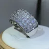 Anneaux de mariage de luxe en argent sterling 925 éternité avec zircone pour hommes CZ Crystal Promise bague de fiançailles 230517