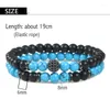 Strang Set Naturstein elastisches Armband Micro Pave CZ Ball Charm Paare Armreifen Schmuck für Frauen Männer Freunde