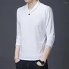 Мужская рубашка для футболок для мужчин v-образец с длинными рукавами вершины корейская свободная весенняя осенняя одежда Harajuku твердое повседневное Camiseta Hombre