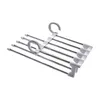 Hangers Racks 5 in 1 Magic Trouser Rack Hangers Stainless Steel Folding Pant Rack Tie Hanger Shelves Bedroom Closet Organizer Wardrobe Storage 230518