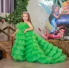 Light Green Flower Girl Dresses For Party Extra Puffy Beaded Kids Litter Girls Pageant Birthday Gowns Photoshoot