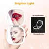 Ny Lady LED-sminkspegel Kosmetiska lampor Spegel Dubbelsidig 1x/5x förstoring Uppladdningsbar sminkspegel Vikbar bärbar reseficka Ljus tända