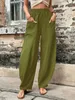 Populaire damesbroek vaste kleurzakken damescasual broek elastische broek lange broek