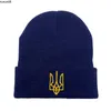 Czapki czapki/czaszki Ukraina Spetsnaz zimowe czapki dla mężczyzn haft haftowy ciepły dzianinowy kapelusz dla kobiet czaszki bonnet alfa grupa wojskowa J230518