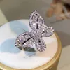 Pierścionki ślubne 925 Sterling Srebrny Znakomity Big Butterfly Biały cyrkonż