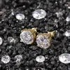 Boucles d'oreilles à tige Big CZ Design Mirco Pave Bling Iced Out Cubic Zircon Prong Setting Brass Fashion Hip Hop Jewelry BE037