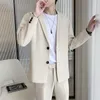 Men's Suits Men's Men Clothing Blazer Jacket Loose Casual Long Sleeves Business Suit Coat Spring Autumn Wild Single-Breasted Jaqueta