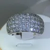 Anneaux de mariage de luxe en argent sterling 925 éternité avec zircone pour hommes CZ Crystal Promise bague de fiançailles 230517