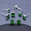 Preparo de craço quadrado de pedra verde simples Brincos para homens Princesa Crystal Wedding Ear Studs