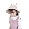 Berets Pink Ears Children Hat Spring Autumn Girls Knitted Fsherman Baby Sun Child Protection Warm Basin