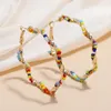 Boucles d'oreilles cerceau mode bohème coloré perle conception pour les femmes métal déclaration Boho bijoux couleur or grande boucle d'oreille ronde