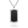 Pendanthalsband Moocare Men's Tag Black Carbon Fiber Personlig rostfritt stål smycken halsband