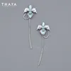 Hoop Huggie Thaya Flower Women Earrings Handgjorda Original Design Pendant Dingle Fashion Chain Party Fine Jewelry 230517