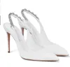 Marchio di lusso Aquazzurs Love Link Sandali con cinturino alla caviglia Tacchi alti in raso impreziositi Slingback Lady Party Abito da sposa EU35-43