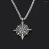 Pendentif Colliers Acier Inoxydable Garçons Hommes Viking Vegvisir Boussole Collier Amulette