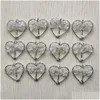 Charms Natural Chip Stone Tree of Life Crystal Agate Beads Heart Pendant Handgjorda trådfärg inslagna 30 mm för smycken Markin Dhgarden Dhi5a