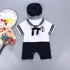 Rompers Fashion Summer Born Style Baby Romper Kids Boys Girls Sailor Jumpuithat 2pcs Body Competieve Anchore Print Printed Suit 230517