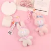 Nieuwe Leuke Cartoon Pluizige Konijn Sleutelhanger Roze Bunny Pop Sleutelhanger voor Meisjes Tas Ornamenten Hoofdtelefoon Case Accessoires Vriendschap Gift