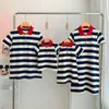 Family Matching Outfits Summer Tourism Parentchild Dress For A Of Three Westernized Motherdaughter Striped Polo Tshirt Holiday 230518