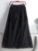 スカートティゲナファッションパッチワークロングチュールスカートスカート女性因果関係ソリッドハイウエストプリーツマキシメッシュスカート女性女性230518