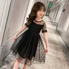 Abiti da ragazza Ragazze Summer Black Mesh Princess Dress Kids Dot Party per 3T 4T 6 8 9 10 12 anni Abbigliamento per bambini Abiti