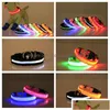 Dog Collars Leashes LED NYLON PET COLLAR RECHARGE RECHARGE LIGHT LIGHT FLISHING GLOW ON THE DARK ANTILOST/ CAR CAMCITID