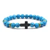 Perlen Kreuz Charms 8 mm Farben Stein Strang Perle Yoga Buddha Armband für Frauen Männer Schmuck Drop Lieferung Armbänder Dhgarden Dhyai