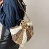 Spullen zakken halve maan stro zak geweven handtassen crossbody tassen voor dames 2023 rattan tas ontwerper reis strandzakken