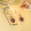 Orecchini a cerchio Luxury Female Purple Crystal Drop Simple Yellow Gold Color Wedding per le donne