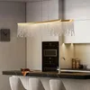 Candeliers da sala de jantar moderna lustre suspensão luminária decoração de casa luxuria de cozinha de cozinha barra retângulo de cristal lustre lustre lâmpada