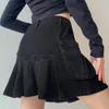 スカートrok wanita denim lipat mini seksi kawaii streetwear gaya韓国シックカシュアル