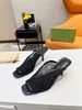 New Cat Heel Mesh Slippers Women's Fashion Outwear Beach Flats Comfortable Height Sandals and Slippers 35-43
