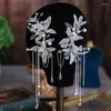 Hårklämmor Himstory Fashion White Leaf med Tassael öronklippörhängen för kvinnor Girls Weddal Bridal Party Jewelies