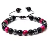 Strand Naturel Oeil De Tigre Noir Hématite Volcanique Pierre De Lave Perles Bracelet Réglable Bracelets Tressés Pour Homme Femme Bijoux Cadeaux