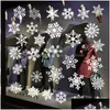 Decorações de Natal Adesivo branco Merry Removable Wall Janela Vidro Adesivos de vidro Snowflake Santa Snow mann Compated Drop Datch Home Dhez2
