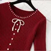 Casual Dresses Fashion Mesh Patchwork Knitted Sweater Dress Women's Spring 2023 O- Neck Long Sleeve Vintage Slim High Waist