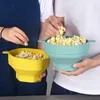 Kommen popcorn siliconen kom met deksel magnetron emmer container warmtebestendig voor huishoudelijke keuken