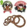 Nieuwe bruiloftdecoratie krans natuurlijke rattan krans slinger diy ambachten decor voor thuisdeur grand tree kerstcadeau feest ornament